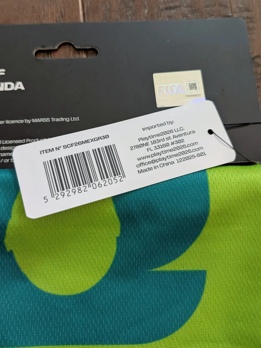 Official FIFA Green Mexico Goal Scarf Banana with Logo